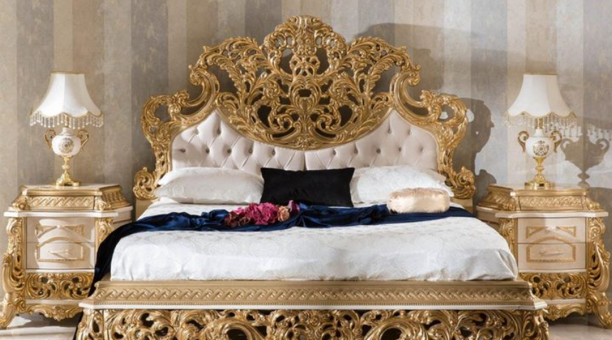 Royal bedroom set luxury wooden bed set