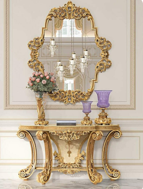Luxury console mirror with elegant modern frame for stylish home décor