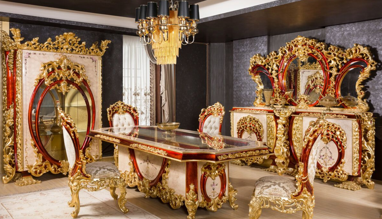 Royal Palace dining set with elegant table and matching chairs