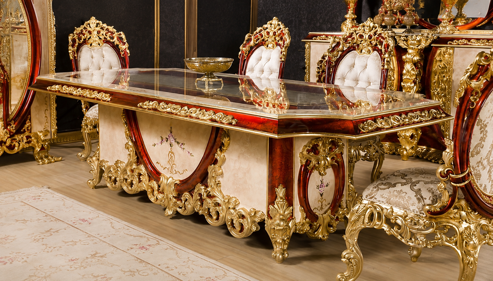 Royal Palace dining set with elegant table and matching chairs
