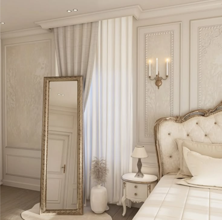 Classic bed set with elegant bedroom design