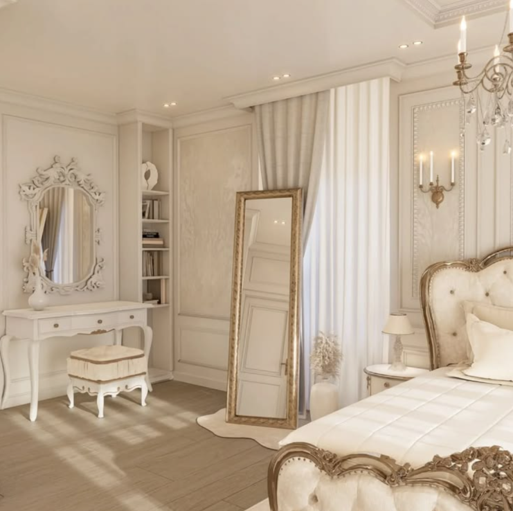 Classic bed set with elegant bedroom design