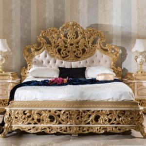 Royal bedroom set luxury wooden bed set