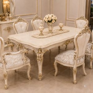 Modern luxury dining set with elegant table and matching chairs