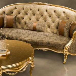 Royal Comfort Sofa Set with matching luxury chair and golden detailing